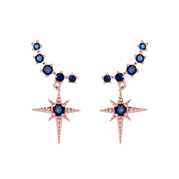 

dangle & chandelier bohemia blue crystal snowflake star drop earring for women ethnic charm earrings jewelry accessories wholesale, Silver