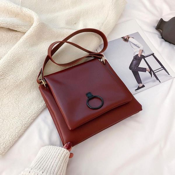 

2020 new fashion female vintage crossbody shoulder handbags women pu leather casual pure color shopping messenger bags