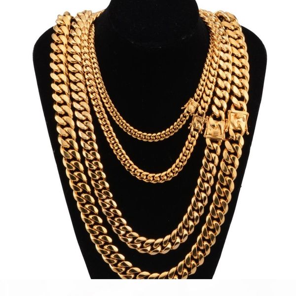 

fashion men hip hop chain necklace stainless steel 8-18mm width 20-30inch long miami cuban chains necklace mens hiphop jewelry, Silver