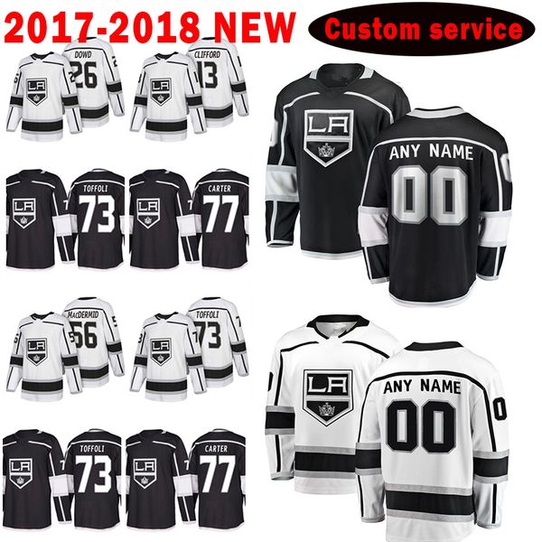 

los angeles kings custom 2017-2018 new 26 nic dowd 73 tyler toffoli jersey 56 kurtis macdermid 77 jeff carter 13 kyle clifford jerseys mens, Black