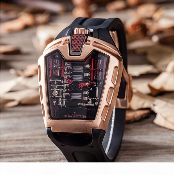 

2019 fashion watches sports mens watches hollow ghost head silicone strap wristwatches quartz men watch whalesale, Slivery;brown