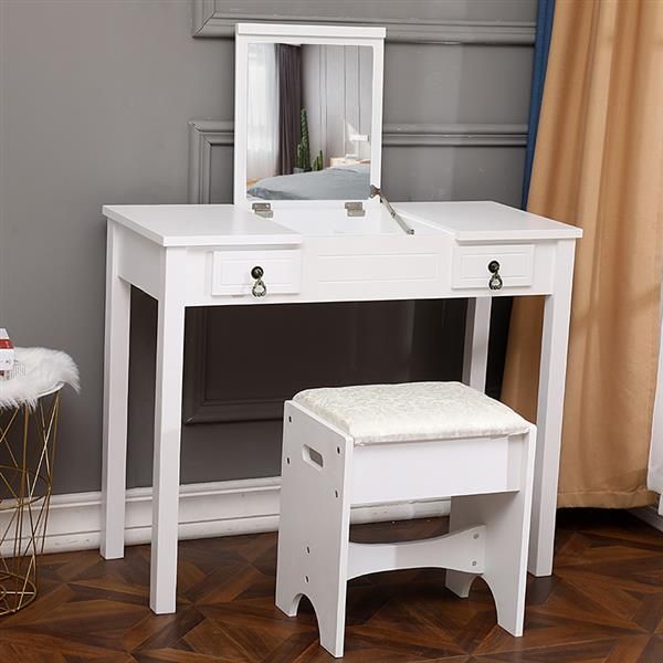 

dressing table set flip single mirror double drawers straight feet dresser with stool makeup table cosmetic storage table