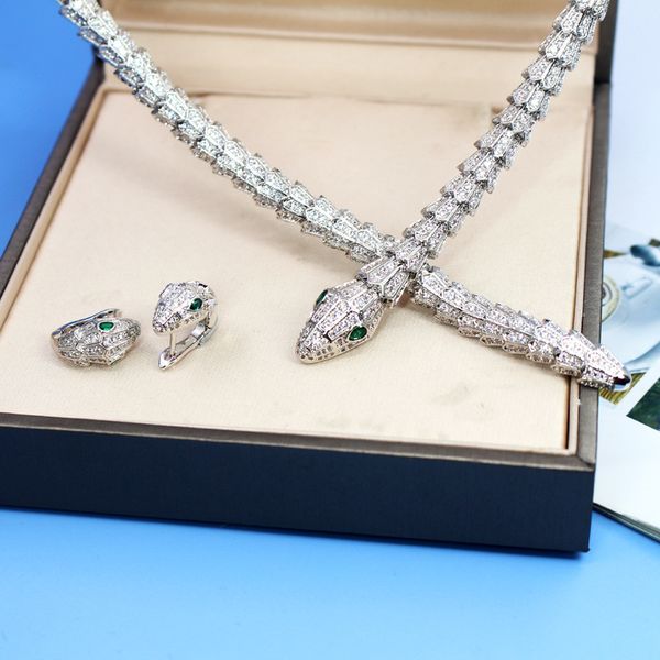 

wholesale new designer earrings silver color choker necklaces party jewelry sets for women