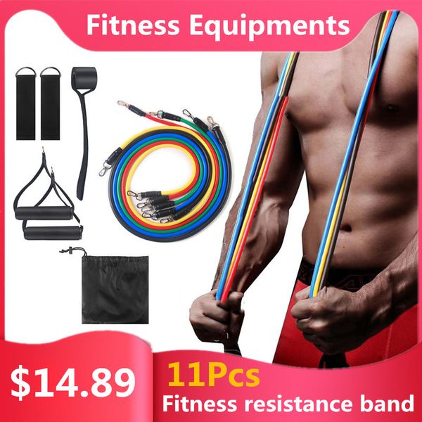 

11pcs latex resistance bands crossfit training exercise yoga tubes pull rope rubber expander elastic bands fitness equipment