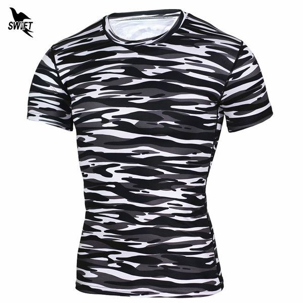

compression running shirts men rashguard quick dry gym fitness short sleeves base layer stretch weightlifting elastic tshirt, Black;blue