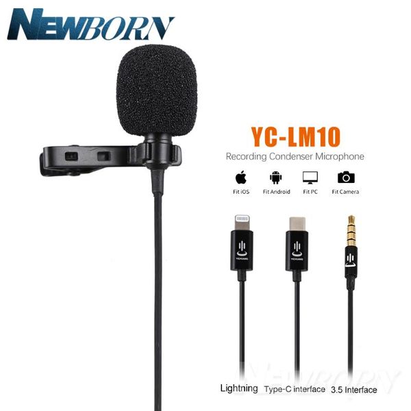 

yc-lm10 телефон audio video recording lavalier конденсаторный микрофон для 11pro x xs max 9 8 7 6 huawei sumsang тип c