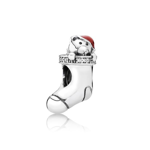 

ale 925 sterling silver christmas stocking подвески бусины с clear кубического циркония и красный эмаль fit браслет пандоры для diy изготовл, Black