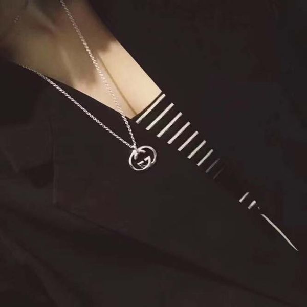 

luxurious style s925 sterling silver necklace with hollow double words pendant for women wedding gift jewelry ps5067