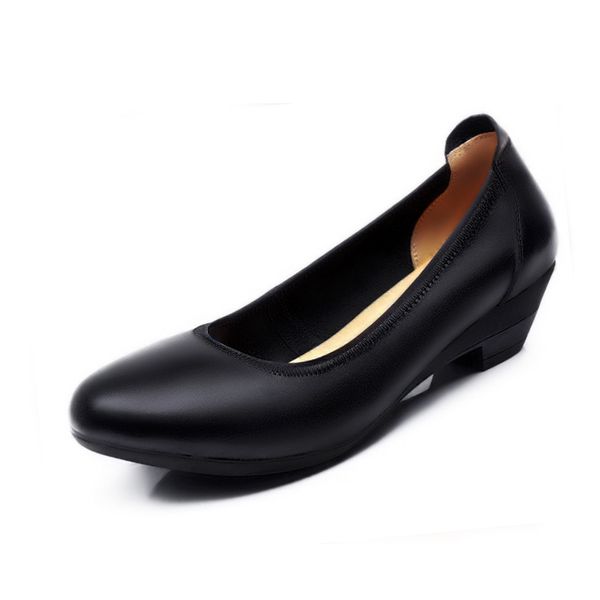 

2020 new low-heeled work shoes women's work shoes black professional comfort single round head women's