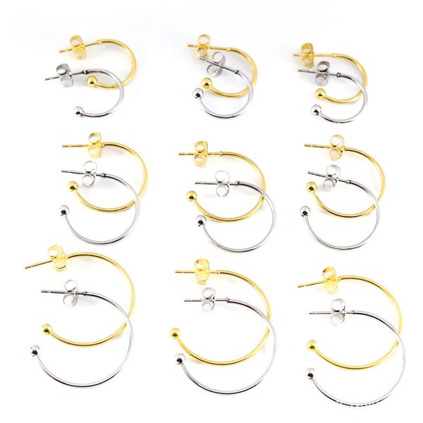 

mayforest 6pcs stainless steel c-shaped ear hook earring pendant earrings accessories ear pin diy handmade earring jewelry making findings, Blue;slivery