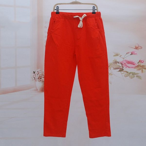 

2020 women's casual pants washed cotton and linen pants summer loose large size thin section nine-point straight linen women's leggings-