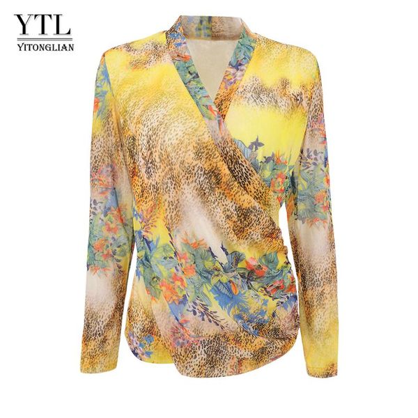

yitonglian women natianal style bohemian printed blouse v neck boho summer plus size blouses and h255n, White