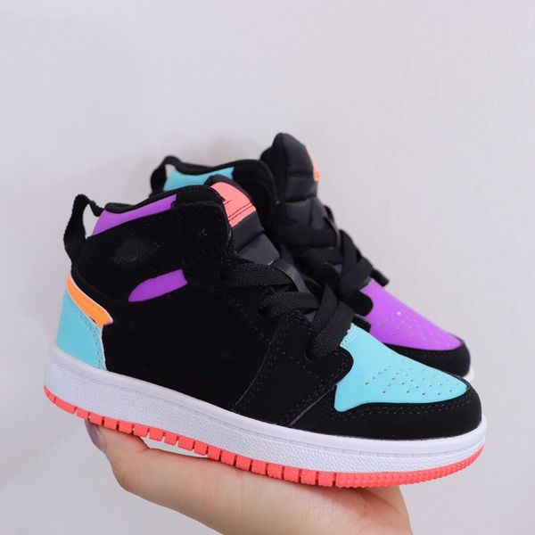 

2019 1s black cats toddler sneakers bred flint kids basketball shoes infant 1s big boy & girl trainer children athletic sports shoesize22-39