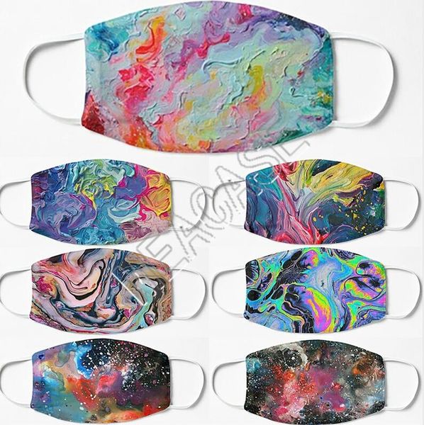 

fashion face mask funny painting color tie-dye starry sky masks mouth mask windproof dustproof washable reusable face mask 15 color d81406, Blue