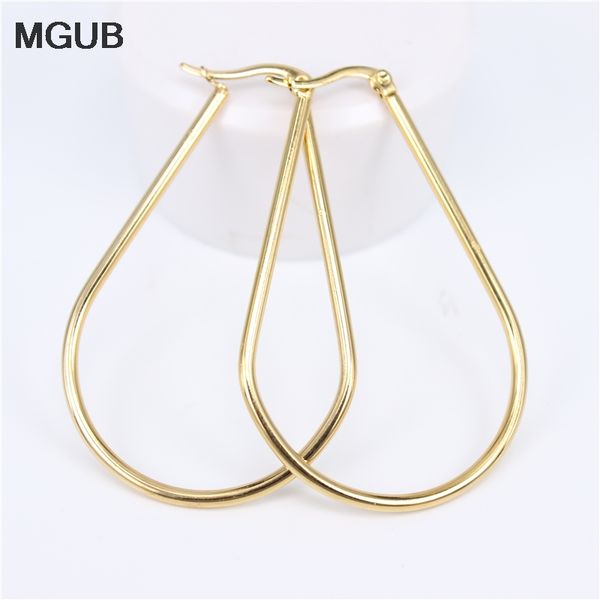 

diameter 45-55mm vintage big earrings for women geometric gold color stainless steel hoop earrings trend fashion jewelry lh831, Golden;silver