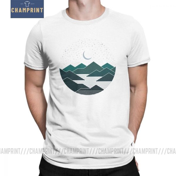 

men's between the mountains and the stars t-shirt camping hiking trekking novelty crewneck clothes cotton tees graphic t shirt