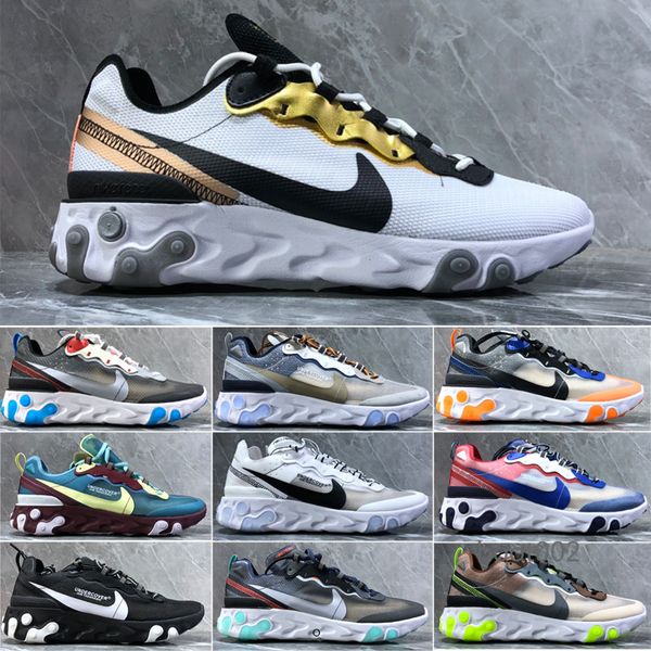 

undercover x upcoming air react element 87 pack white sneakers brand men women trainer men women running shoes jhskc, Black