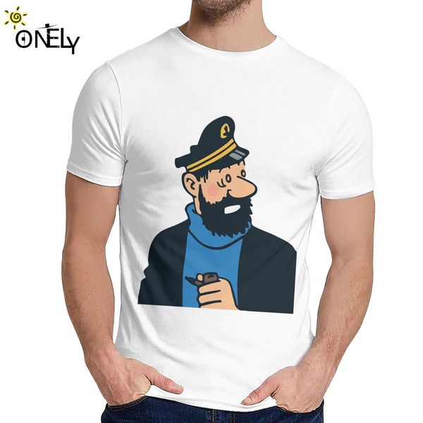 

natural cotton captain haddock the adventures of tintin t-shirt new design leisure fashion o-neck homme tee shirt