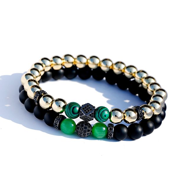 

beaded, strands classic black zircon gold copper bracelet bileklik matte stone beaded couple bracelets for women pulseras