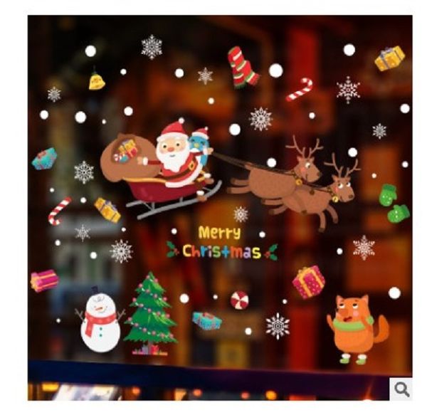 

2021 christmas decoration glass sticker window shop window decoration santa claus snowflake decoration pendant sticker 022