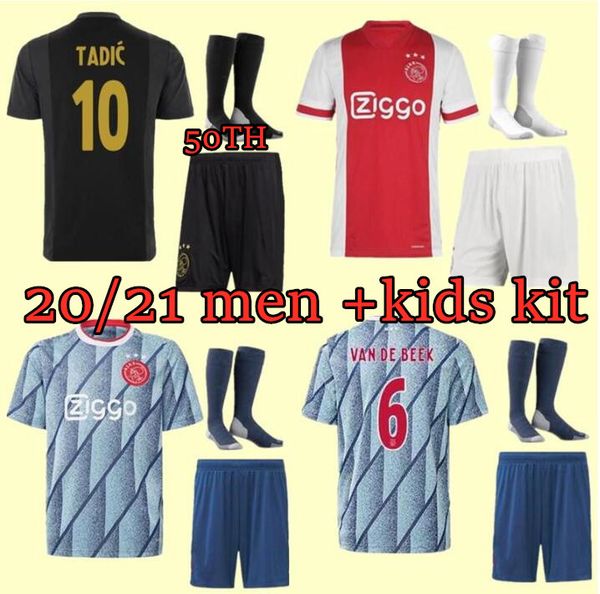 

men kids kits 2021 ajax fc 50th anniversary soccer jerseys home 20/21 customized neres huntelaar tadic promes ziyech football shirt, Black