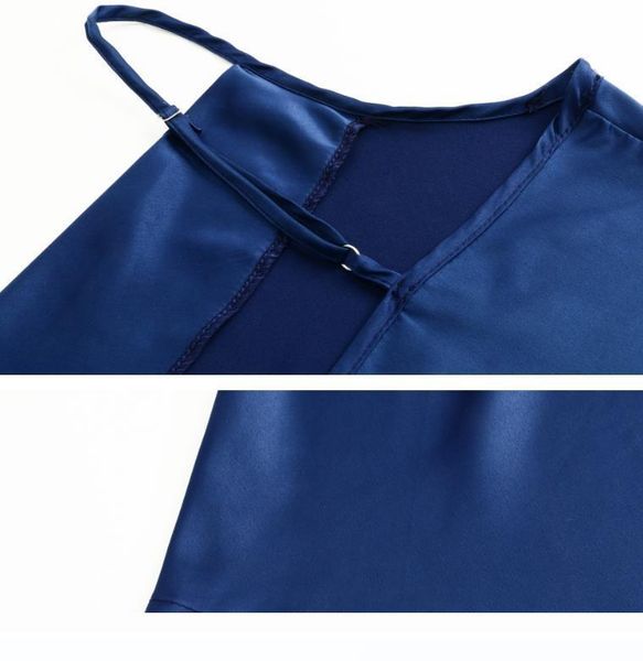 

fashion women imitation silk strap camisole adjustable satin slip soft vest silky loose tank shirts blouses s-3xl, White