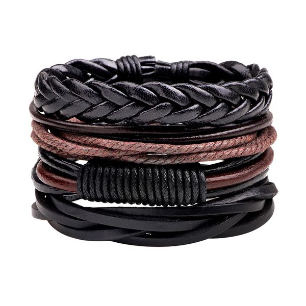 

men women braided wrap leather bracelets for men vintage charm wood beads ethnic tribal wristbands multi layer leather bracelets, Golden;silver