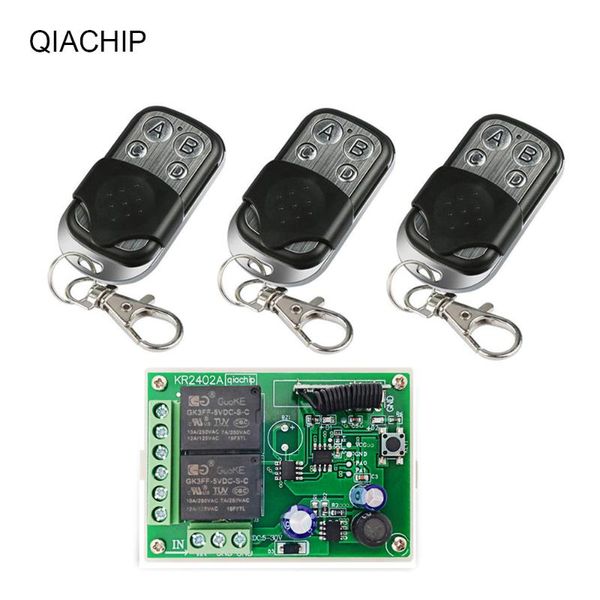 

remote controlers qiachip 433mhz wireless control switch dc 6v 12v 24v 2ch relay receiver module & 433 mhz rf transmitter controls