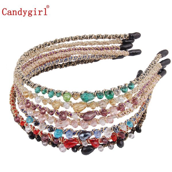 

hair accessories 1pc beads crystal headbands loop clasp glitter hairbands elastics bands for women and girls, Slivery;white