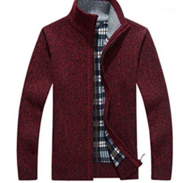 

gentlemen coats mens fashion designer jackets flannel thickening stand collar zipper neck long sleeve outerwear winter warm, Black;brown
