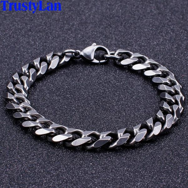 

6/8/9/11mm wide vintage black chain link men's bracelet for men jewelry stainless steel mens friendship bracelets 2020 for women