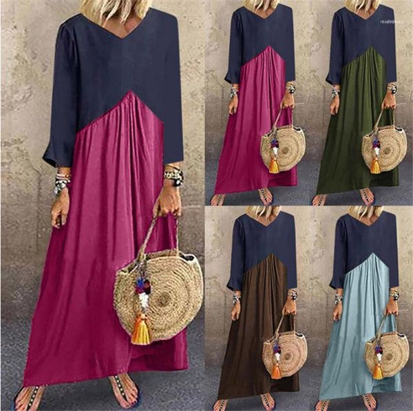 

womens dresses patchwork color designer womens dresses spring autumn long sleeve loose ladies dresses casual a line, Black;gray