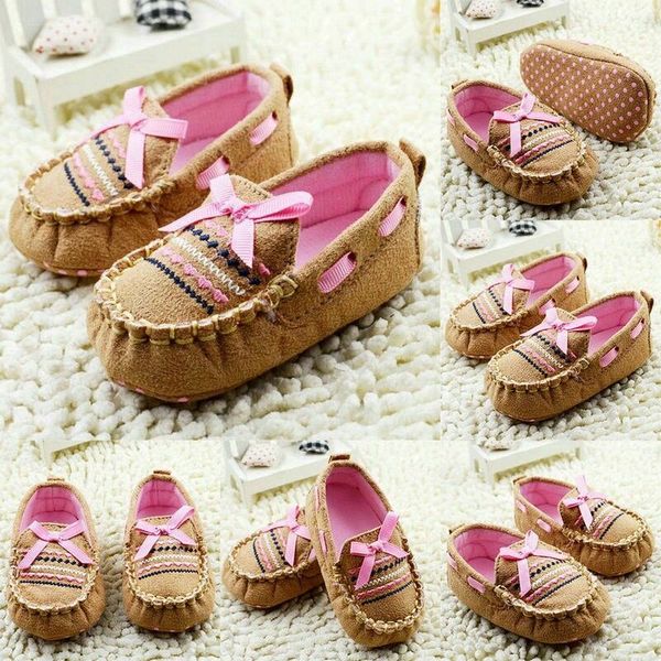

toddler baby girl bow crib shoes newborn prewalker non-slip soft sole shoes 0-18m