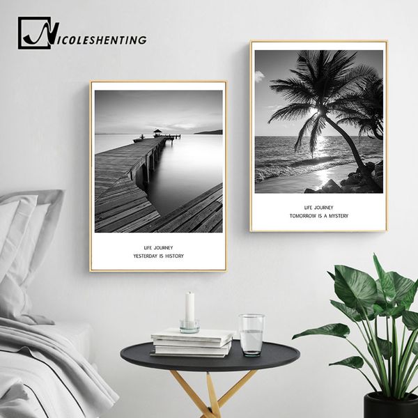 

sea beach bridge sunset landscape wall art canvas posters and prints nordic painting wall picture for living room home decor