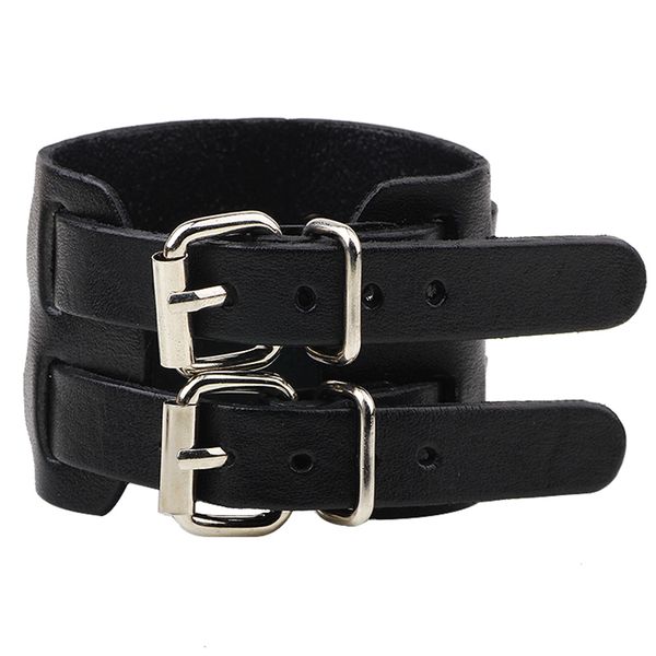 

men round 2 layer belt wide genuine cow leather bracelet man buckles wristband biker bracelet perle armband heren, Red;blue