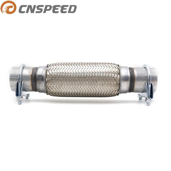 

cnspeed 2" '' x 12" car exhaust flex pipe bellows double braid connector ripple sliver with bracket yc101188