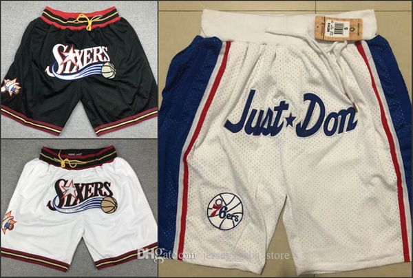 

philadelphia 76ers men just don hardwood classics nba embroidered pocket basketball shorts 07, Blue;black