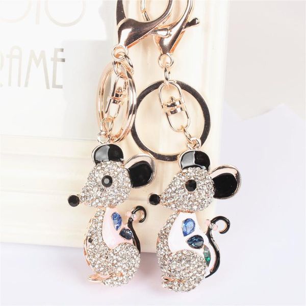 

lovely rat key chain rhinestone crystal pendant charm for handbag purse bag carkey gift, Silver