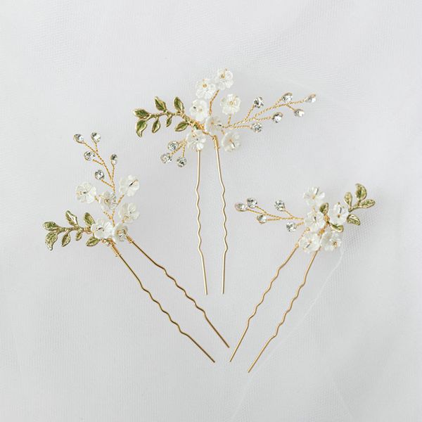 

simple romantic flower hair pin rhinestone bridal hair accessories, Golden;silver