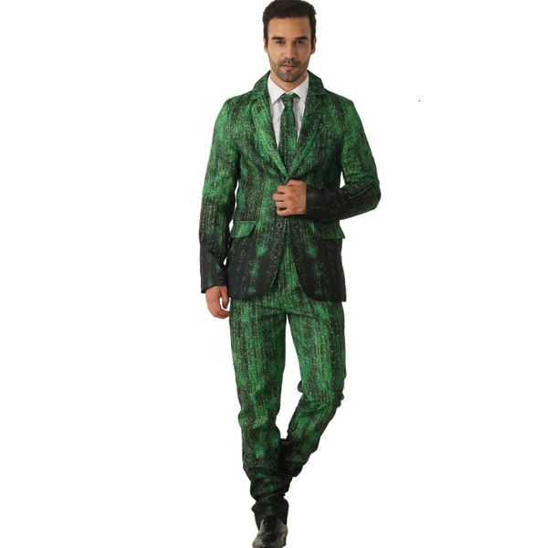

holiday suit green patterned personality suit party costume