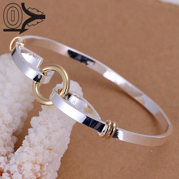 

Top Quality Wholesale Silver Plated Bangle,Wedding Jewelry Accessories,Europe Buckle Dichroic O Fashion Bangles Bracelet, Black
