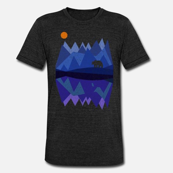 

bear mountain reflection t shirt men gift cotton euro size s-3xl pattern gift funny casual summer style unique shirt