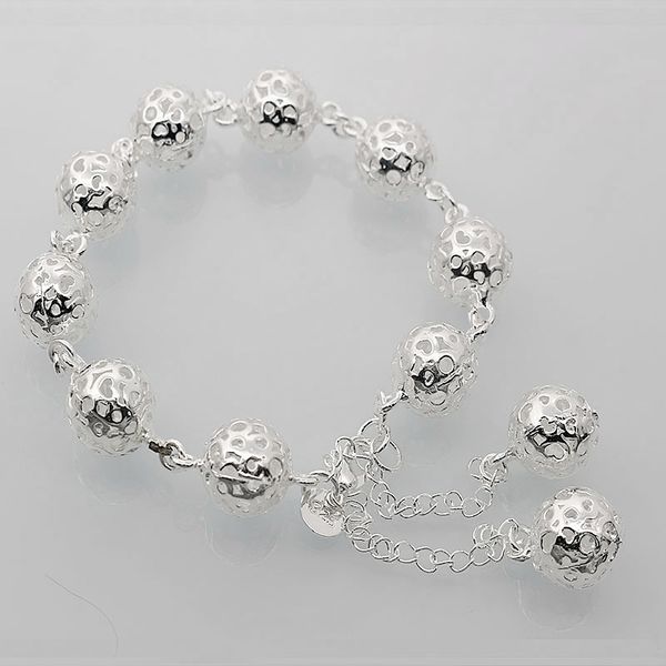 

charm fashion silver color fine hollow beads bracelet women elegant jewelry wholesale h088 christmas gift, Black