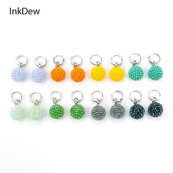 

inkdew spherical big drop earrings spring colors beaded handmade threading crystal earrings for women gift oorbellen boho, Silver