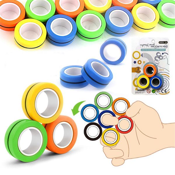 

stress relief magnetic ring decompression finger toys anti-stress spinner for adults kids christmas gifts 3pcs/set dhl