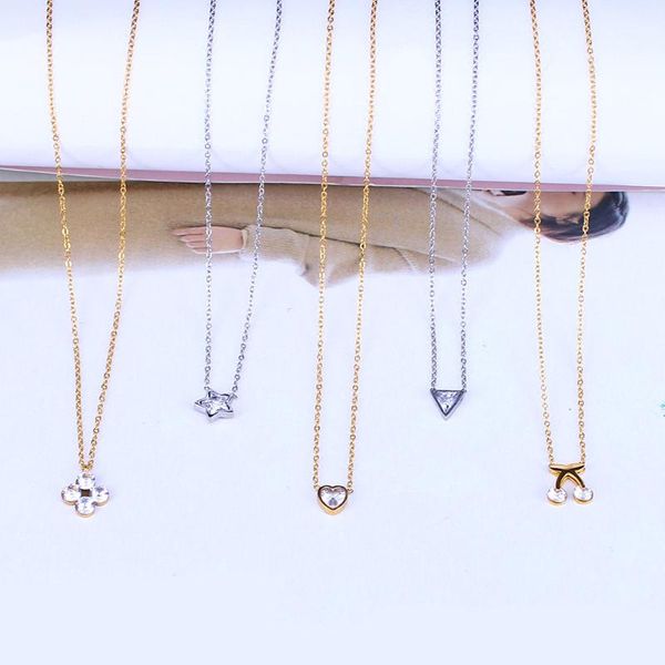 

hxd stainless steel necklace for women female necklace jewelry accessories heart stone chain pendant fashion, Silver