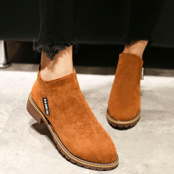 

new women new boots autumn winter boots classic zipper snow a-nkle boot winter suede warm fur plush woman shoes chaussures femme, Black