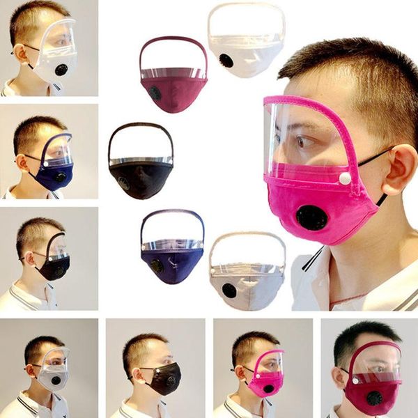 

6 color face mask detachable valve cotton masks dustproof mouth with clear window visible eye shield solid anti-dust masks dha768