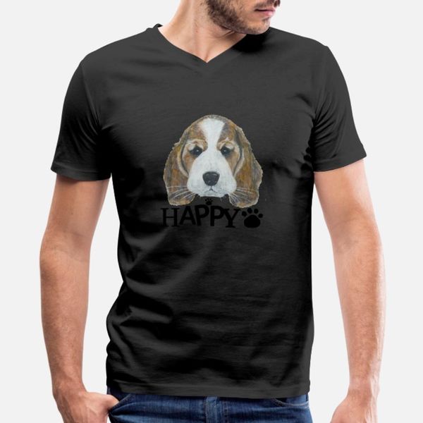 

happy beagle face dog lover quotes t shirt men print cotton round neck letter sunlight new style spring autumn unique shirt