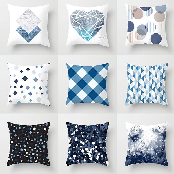 

teal blue glitter throw pillow case circle painting diamond geometry cushion covers for home sofa chair decorative pillowcases